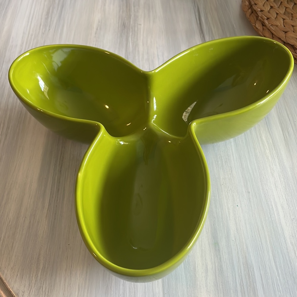 Contemporary Green Serving Dish Mid Century Feel